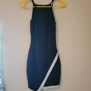 Women's formal dress, size XXS. Spaghetti straps, black with shiny rhines accent